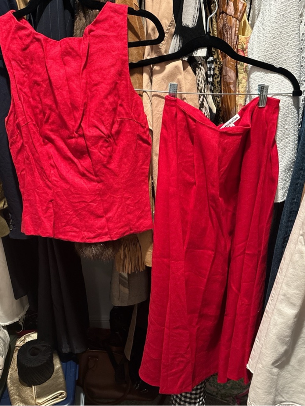 Reformation Vibrant Red Sleeveless Top & Skirt Set 6
